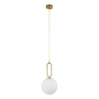GloboStar® BELLISSIMO 61486 Μοντέρνο Κρεμαστό Φωτιστικό Μπάλα Μονόφωτο 1 x E27 IP20 Λευκό Γυαλί με Χρυσό Μέταλλο - Μ20 x Π20 x Υ42cm
