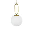 GloboStar® BELLISSIMO 61486 Μοντέρνο Κρεμαστό Φωτιστικό Μπάλα Μονόφωτο 1 x E27 IP20 Λευκό Γυαλί με Χρυσό Μέταλλο - Μ20 x Π20 x Υ42cm