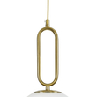 GloboStar® BELLISSIMO 61486 Μοντέρνο Κρεμαστό Φωτιστικό Μπάλα Μονόφωτο 1 x E27 IP20 Λευκό Γυαλί με Χρυσό Μέταλλο - Μ20 x Π20 x Υ42cm