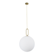 GloboStar® BELLISSIMO 61488 Μοντέρνο Κρεμαστό Φωτιστικό Μπάλα Μονόφωτο 1 x E27 IP20 Λευκό Γυαλί με Χρυσό Μέταλλο - Μ40 x Π40 x Υ62cm