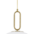 GloboStar® BELLISSIMO 61488 Μοντέρνο Κρεμαστό Φωτιστικό Μπάλα Μονόφωτο 1 x E27 IP20 Λευκό Γυαλί με Χρυσό Μέταλλο - Μ40 x Π40 x Υ62cm