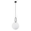 GloboStar® BELLISSIMO 61490 Μοντέρνο Κρεμαστό Φωτιστικό Μπάλα Μονόφωτο 1 x E27 IP20 Λευκό Γυαλί με Μαύρο Μέταλλο - Μ30 x Π30 x Υ52cm