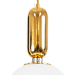 GloboStar® ESTETICO 61492 Μοντέρνο Κρεμαστό Φωτιστικό Μπάλα Μονόφωτο 1 x E27 IP20 Λευκό Γυαλί με Χρυσό Μέταλλο - Μ20 x Π20 x Υ38cm