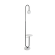 GloboStar® CORDELIA 02026 Μοντέρνο Επιδαπέδιο Φωτιστικό Μονόφωτο 1 x E27 IP20  - Μαύρο Αλουμίνιο, Λευκό Γυαλί με Λευκό Μάρμαρο - Μ30 x Π38 x Υ180cm
