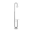 GloboStar® CORDELIA 02026 Μοντέρνο Επιδαπέδιο Φωτιστικό Μονόφωτο 1 x E27 IP20  - Μαύρο Αλουμίνιο, Λευκό Γυαλί με Λευκό Μάρμαρο - Μ30 x Π38 x Υ180cm