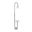 GloboStar® CORDELIA 02026 Μοντέρνο Επιδαπέδιο Φωτιστικό Μονόφωτο 1 x E27 IP20  - Μαύρο Αλουμίνιο, Λευκό Γυαλί με Λευκό Μάρμαρο - Μ30 x Π38 x Υ180cm