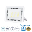 GloboStar® ATLAS 61419 Επαγγελματικός Προβολέας LED 50W 6250lm 120° AC 220-240V - Αδιάβροχος IP67 - Μ21 x Π3.5 x Υ16cm - Λευκό - Ψυχρό Λευκό 6000K - LUMILEDS Chips - TÜV Rheinland Certified - 5 Years Warranty
