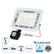GloboStar® AURORA 61440 Επαγγελματικός Προβολέας LED 30W 3750lm 120° AC 220-240V με Ενσωματωμένο Ρυθμιζόμενο Αισθητήρα Κίνησης PIR - Αδιάβροχος IP67 - Μ16 x Π5 x Υ17.5cm - Λευκό - Ψυχρό Λευκό 6000K - LUMILEDS Chips - TÜV Rheinland Certified - 3 Years Warranty