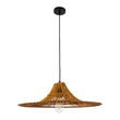 GloboStar® PALERMO 02310 Boho Κρεμαστό Φωτιστικό Πλέγμα Μονόφωτο 1 x E27 IP20 Καφέ Ξύλο - Μ60 x Π60 x Υ18cm