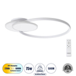 GloboStar® CIRCUO 61230 Φωτιστικό Οροφής Δαχτυλίδι-Κύκλος LED CCT 75W 8400lm 360° AC 220-240V - Εναλλαγή Φωτισμού μέσω Τηλεχειριστηρίου All In One Ψυχρό 6000k+Φυσικό 4500k+Θερμό 2700k Dimmable Μ53 x Π42.5 x Υ9cm - Λευκό - 3 Years Warranty
