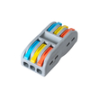 GloboStar® FAST-CONNECT 69912 Τριπλή Κλέμα Ταχείας Σύνδεσης & Διακλάδωσης Καλωδίων - 3 x Είσοδοι & 3 x Έξοδοι με Συμβατή Διατομή Καλωδίων 0.08mm² έως 2.5mm² - 250V/4KV 32A Max - Μ4 x Π4 x Υ1.5cm - Γκρι με Πορτοκαλί, Κίτρινο & Μπλε - Πακέτο 5 Τεμαχίων - 5 Years Warranty