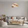 GloboStar® SARDIGNA 02181 Boho Κρεμαστό Φωτιστικό Πλέγμα Μονόφωτο 1 x E27 IP20 Μπεζ Ξύλο - Μ60 x Π60 x Υ30cm