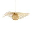 GloboStar® CINNABAR 01837 Boho Κρεμαστό Φωτιστικό Πλέγμα Μονόφωτο 1 x E27 IP20 Μπεζ Ξύλο - Μ75 x Π75 x Υ21cm
