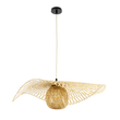 GloboStar® CINNABAR 01837 Boho Κρεμαστό Φωτιστικό Πλέγμα Μονόφωτο 1 x E27 IP20 Μπεζ Ξύλο - Μ75 x Π75 x Υ21cm