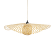 GloboStar® CINNABAR 01837 Boho Κρεμαστό Φωτιστικό Πλέγμα Μονόφωτο 1 x E27 IP20 Μπεζ Ξύλο - Μ75 x Π75 x Υ21cm