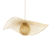 GloboStar® CINNABAR 01837 Boho Κρεμαστό Φωτιστικό Πλέγμα Μονόφωτο 1 x E27 IP20 Μπεζ Ξύλο - Μ75 x Π75 x Υ21cm