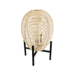 GloboStar® NERINA 02014 Boho Επιτραπέζιο Φωτιστικό Πορτατίφ Μονόφωτο 1 x E27 AC220-240V IP20 - Φ30 x Υ50cm - Μαύρο Μεταλλικό με Μπεζ Ρατάν Καπέλο Πλέγμα