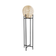 GloboStar® NERINA 02016 Boho Επιδαπέδιο Φωτιστικό Μονόφωτο 1 x E27 IP20 Μαύρο Μέταλλο με Μπεζ Ξύλο - Μ40 x Π40 x Υ160cm