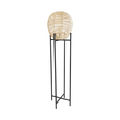 GloboStar® NERINA 02016 Boho Επιδαπέδιο Φωτιστικό Μονόφωτο 1 x E27 IP20 Μαύρο Μέταλλο με Μπεζ Ξύλο - Μ40 x Π40 x Υ160cm