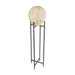 GloboStar® NERINA 02016 Boho Επιδαπέδιο Φωτιστικό Μονόφωτο 1 x E27 IP20 Μαύρο Μέταλλο με Μπεζ Ξύλο - Μ40 x Π40 x Υ160cm