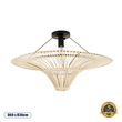 GloboStar® PALERMO 02152 Boho Κρεμαστό Φωτιστικό Πλέγμα Μονόφωτο 1 x E27 IP20 Μπεζ Ξύλο - Μ60 x Π60 x Υ36cm