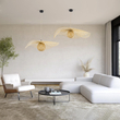 GloboStar® CINNABAR 01837 Boho Κρεμαστό Φωτιστικό Πλέγμα Μονόφωτο 1 x E27 IP20 Μπεζ Ξύλο - Μ75 x Π75 x Υ21cm