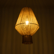 GloboStar® CAYMAN 01853 Boho Κρεμαστό Φωτιστικό Πλέγμα Μονόφωτο 1 x E27 IP20 Μπεζ Σχοινί - Μ40 x Π40 x Υ60cm