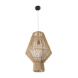GloboStar® CAYMAN 01853 Boho Κρεμαστό Φωτιστικό Πλέγμα Μονόφωτο 1 x E27 IP20 Μπεζ Σχοινί - Μ40 x Π40 x Υ60cm