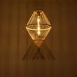 GloboStar® YOSHI 01928 Boho Κρεμαστό Φωτιστικό Πλέγμα Μονόφωτο 1 x E27 IP20 Μπεζ Ξύλο - Μ35 x Π35 x Υ60cm