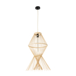 GloboStar® YOSHI 01928 Boho Κρεμαστό Φωτιστικό Πλέγμα Μονόφωτο 1 x E27 IP20 Μπεζ Ξύλο - Μ35 x Π35 x Υ60cm