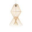 GloboStar® YOSHI 01928 Boho Κρεμαστό Φωτιστικό Πλέγμα Μονόφωτο 1 x E27 IP20 Μπεζ Ξύλο - Μ35 x Π35 x Υ60cm