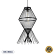 GloboStar® YOSHI 01929 Boho Κρεμαστό Φωτιστικό Πλέγμα Μονόφωτο 1 x E27 IP20 Μαύρο Ξύλο - Μ35 x Π35 x Υ60cm