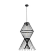 GloboStar® YOSHI 01929 Boho Κρεμαστό Φωτιστικό Πλέγμα Μονόφωτο 1 x E27 IP20 Μαύρο Ξύλο - Μ35 x Π35 x Υ60cm