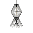 GloboStar® YOSHI 01929 Boho Κρεμαστό Φωτιστικό Πλέγμα Μονόφωτο 1 x E27 IP20 Μαύρο Ξύλο - Μ35 x Π35 x Υ60cm