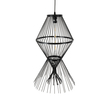 GloboStar® YOSHI 01929 Boho Κρεμαστό Φωτιστικό Πλέγμα Μονόφωτο 1 x E27 IP20 Μαύρο Ξύλο - Μ35 x Π35 x Υ60cm