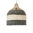 GloboStar® BARBADOS 01944 Boho Κρεμαστό Φωτιστικό Καμπάνα Μονόφωτο 1 x E27 IP20 Μπεζ & Χακί Ξύλο - Μ40 x Π40 x Υ45cm