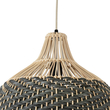 GloboStar® BARBADOS 01944 Boho Κρεμαστό Φωτιστικό Καμπάνα Μονόφωτο 1 x E27 IP20 Μπεζ & Χακί Ξύλο - Μ40 x Π40 x Υ45cm