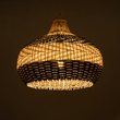 GloboStar® BARBADOS 01946 Boho Κρεμαστό Φωτιστικό Καμπάνα Μονόφωτο 1 x E27 IP20 Μπεζ & Χακί Ξύλο - Μ40 x Π40 x Υ34cm
