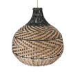 GloboStar® SEYCHELLES 01948 Boho Κρεμαστό Φωτιστικό Καμπάνα Μονόφωτο 1 x E27 IP20 Μπεζ, Χακί & Καφέ Ξύλο - Μ40 x Π40 x Υ40cm
