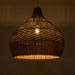 GloboStar® SEYCHELLES 01949 Boho Κρεμαστό Φωτιστικό Καμπάνα Μονόφωτο 1 x E27 IP20 Μπεζ, Καφέ & Χακί Ξύλο - Μ60 x Π60 x Υ60cm