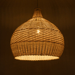 GloboStar® SANTACRUZ 01951 Boho Κρεμαστό Φωτιστικό Καμπάνα Μονόφωτο 1 x E27 IP20 Μπεζ & Καφέ Ξύλο - Μ60 x Π60 x Υ60cm