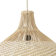 GloboStar® SANTACRUZ 01951 Boho Κρεμαστό Φωτιστικό Καμπάνα Μονόφωτο 1 x E27 IP20 Μπεζ & Καφέ Ξύλο - Μ60 x Π60 x Υ60cm