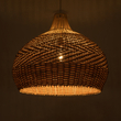 GloboStar® PANAMA 01953 Boho Κρεμαστό Φωτιστικό Καμπάνα Μονόφωτο 1 x E27 IP20 Καφέ & Μπεζ Ξύλο - Μ60 x Π60 x Υ60cm