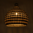 GloboStar® JAMAICA 01955 Boho Κρεμαστό Φωτιστικό Καμπάνα Μονόφωτο 1 x E27 IP20 Μπεζ & Χακί Ξύλο - Μ60 x Π60 x Υ60cm