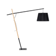 GloboStar® KELSIE 02029 Μοντέρνο Επιδαπέδιο Φωτιστικό Μονόφωτο 1 x E27 IP20 Μαύρο Μέταλλο, Μαύρο Ύφασμα με Μπεζ Ξύλο - Μ40 x Π125 x Υ140cm