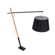 GloboStar® KELSIE 02029 Μοντέρνο Επιδαπέδιο Φωτιστικό Μονόφωτο 1 x E27 IP20 Μαύρο Μέταλλο, Μαύρο Ύφασμα με Μπεζ Ξύλο - Μ40 x Π125 x Υ140cm