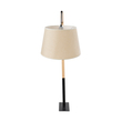 GloboStar® KELSIE 02030 Μοντέρνο Επιδαπέδιο Φωτιστικό Μονόφωτο 1 x E27 IP20 Μαύρο Μέταλλο, Μπεζ Ύφασμα με Μπεζ Ξύλο - Μ40 x Π125 x Υ140cm