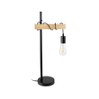GloboStar® MINDELO 02032 Μοντέρνο Επιτραπέζιο Φωτιστικό Μονόφωτο 1 x E27 AC220-240V IP20 - Μ25 x Π15 x Υ60cm - Μαύρο Μεταλλικό Σώμα με Μπεζ Ξύλινη Βάση