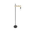 GloboStar® MINDELO 02033 Μοντέρνο Επιδαπέδιο Φωτιστικό Μονόφωτο 1 x E27 IP20 Μαύρο Μέταλλο με Μπεζ Ξύλο - Μ35 x Π24 x Υ150cm