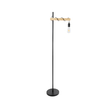 GloboStar® MINDELO 02033 Μοντέρνο Επιδαπέδιο Φωτιστικό Μονόφωτο 1 x E27 IP20 Μαύρο Μέταλλο με Μπεζ Ξύλο - Μ35 x Π24 x Υ150cm
